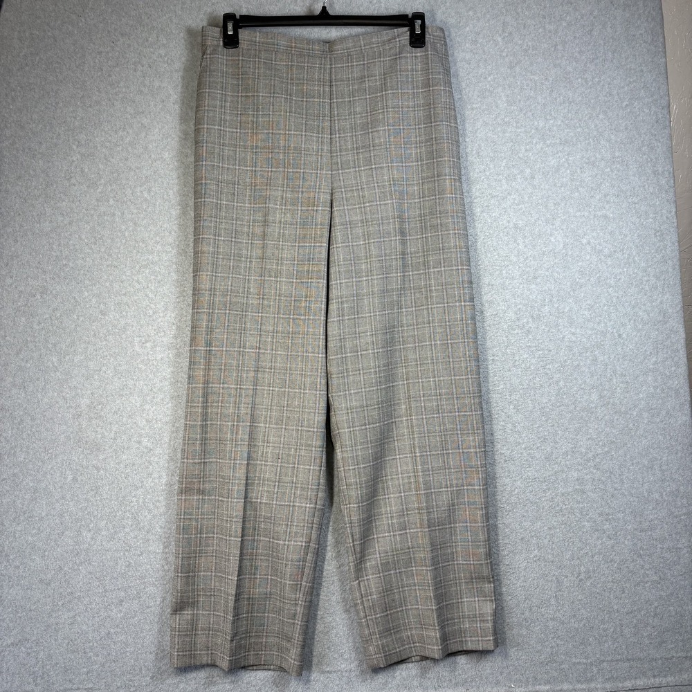 Alfred Dunner Womens 16 Grey Plaid Pull On Dress Pants Elastic Waist NWT